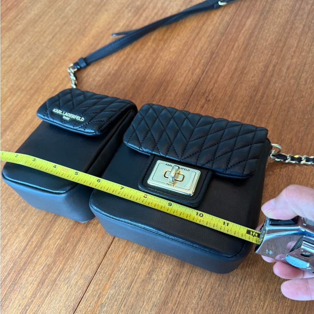Karl Lagerfeld Dual Black Quilted Crossbody Bag - Picture 8 of 11
